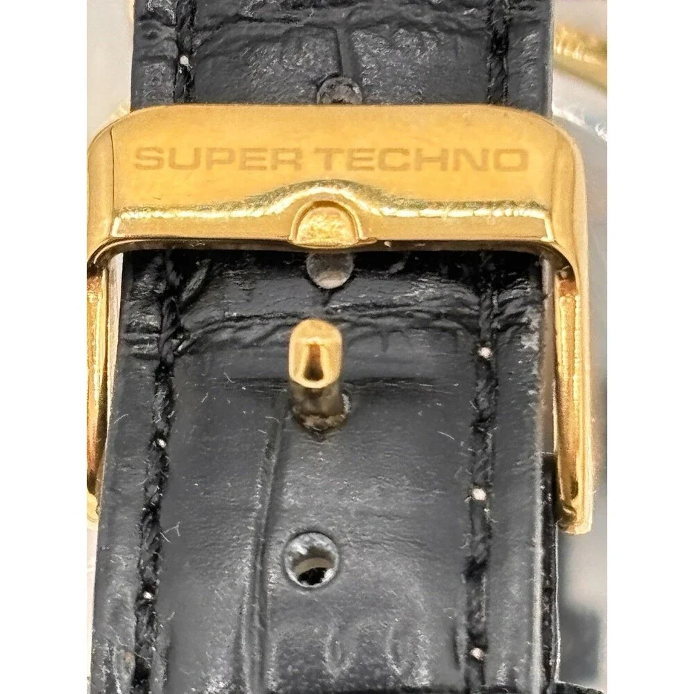 NEW Super Techno Mens Watch I-5371 Gold Tone Diamond .12 CT READ NOTES